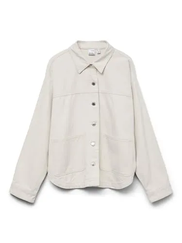 Vero Moda VMJAMIE LS DENIM SHACKET MIX NOOS Jeansjacke, Birch - Modische Funktionsjacke aus 80% Baumwolle, pflegeleicht und ideal für lässige Outfits. Loose Fit und abgerundeter Saum sorgen für hohen Tragekomfort.