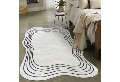 Mazovia Modern Unregelmäßig Teppich - 80 x 150 cm - Teppich für Wohnzimmer, Schlafzimmer und Esszimmer, ÖKO-TEX zertifiziert und besonders hautfreundlich, ideal für Allergiker und moderne Wohnlösungen.