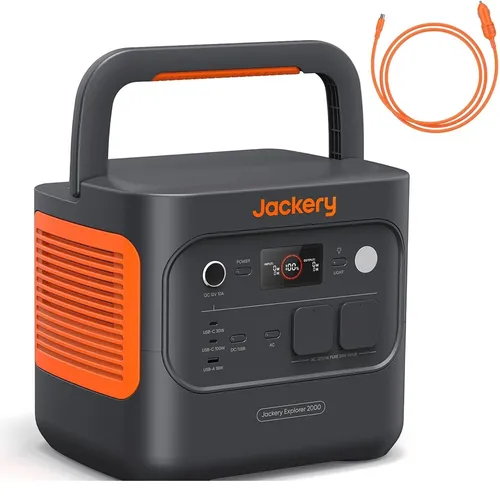 Jackery E2000 v2 Tragbare Powerstation mit Auto-Ladekabel - Leistungsstarke 2042Wh Powerstation für zuverlässige Energieversorgung unterwegs. Ideal für Home Backup und Outdoor-Aktivitäten, leise im Betrieb und einfach zu bedienen.