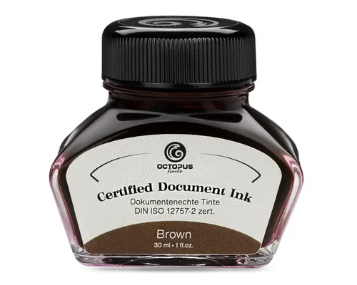 OCTOPUS Fluids Document Ink brown, dokumentenechte Tinte, DIN ISO 12757-2, 30ml Tintenglas (Set, 1-tlg)