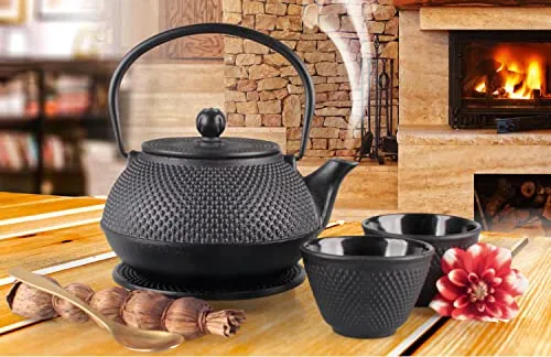 Gusseisen-Teekanne-Set mit Edelstahl-Filter