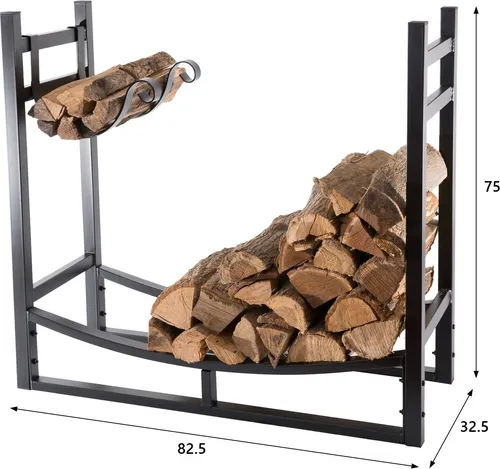 HOLZSPEICHER AUS SCHWARZEM STAHL 65X33X75CM