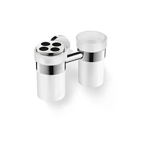 ZACK SCALA Doppel-Glashalter mit Zahnputzglas - Bad & Sanitär, stilvolles Design mit 2 Zahnputzgläsern und praktischem Zahnbürsteneinsatz für mehr Ordnung im Badezimmer