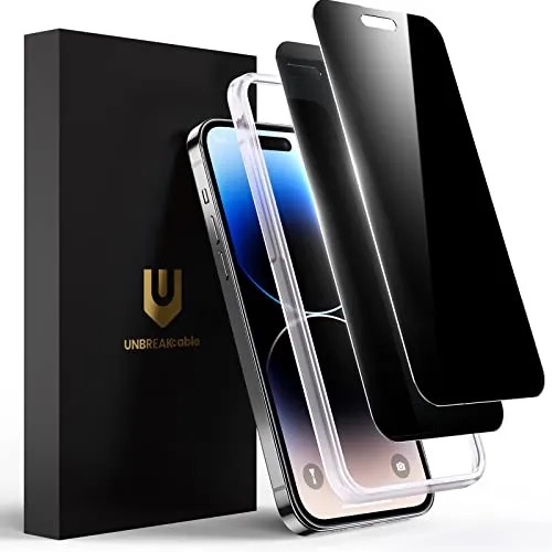 UNBREAKcable Sichtschutz Schutzfolie für iPhone 14 Pro (6.1 Zoll)[2 Stück] [9H Hart] Blickschutzfolie Privacy Screen mit Anti Spy, Kratzfest, Anti-Fingerprint und blasenfrei