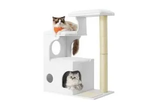 FEANDREA Kratzbaum 86cm - Waschbare Plüschauflagen - Robuster Kratzbaum für bis zu 4 Katzen, mit abnehmbaren, waschbaren Plüschauflagen für einfache Reinigung und höchsten Komfort.