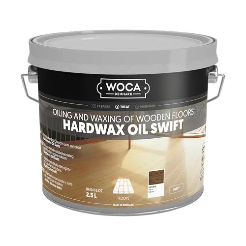WOCA Hartwachs Swift 2,5 L - Matt Natur - Holzöle, schnell trocknendes Roll-on-Produkt für Holzböden, geruchsschwach und ohne Polieren anwendbar, extrem widerstandsfähig gegen Flüssigkeiten.