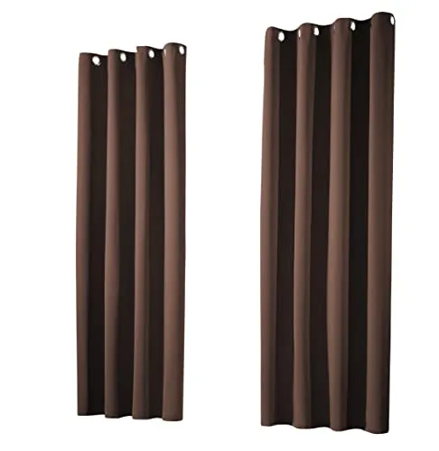 heimtexland ® Verdunklungsgardine Thermovorhang Ösenschal HxB 245x135 cm - GESUND WOHNEN - Blickdicht verdunkelnd isolierend Typ139 Schoko braun