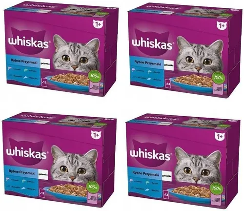 48x85 g WHISKAS Nassfutter MIX Fisch Geschmacks in Gelee für adulte Katzen