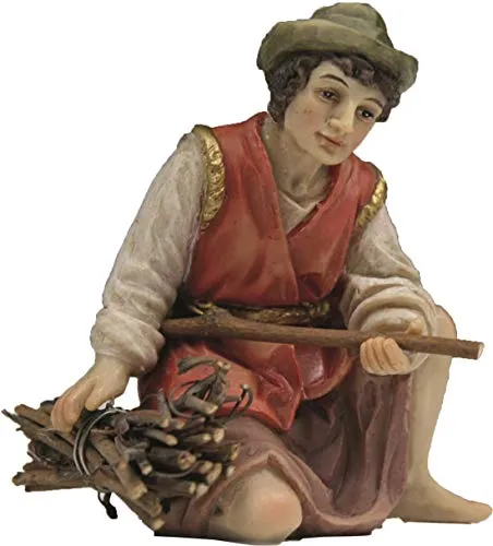 TOMENGBEIAABBCC Dekop Krippenfigur Hirte kniend mit Holzbündel passend für 9cm Figuren (44635283631)