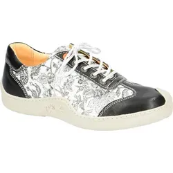Eject 17760/2.003 Schnürschuh in Schwarz mit Blumenmuster - Elegante Damenschuhe aus hochwertigem Echtleder mit herausnehmbarer Innensohle. Ideal für den täglichen Einsatz, bieten sie Komfort und Stil in einem modischen Design.