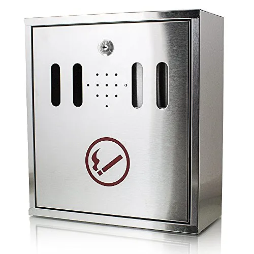 Wandaschenbecher Edelstahl - Eleganter Wandascher für Raucher - Aschenbecher aus Edelstahl mit modernem, verschließbarem Design. Ideal für den Außenbereich und schützt vor Wind und Wetter.