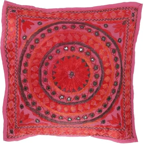 GURU SHOP Kissenhülle, Orient Kissenbezug, Bestickter Dekokissen Bezug - Muster 19, Baumwolle, 40x40x0 cm