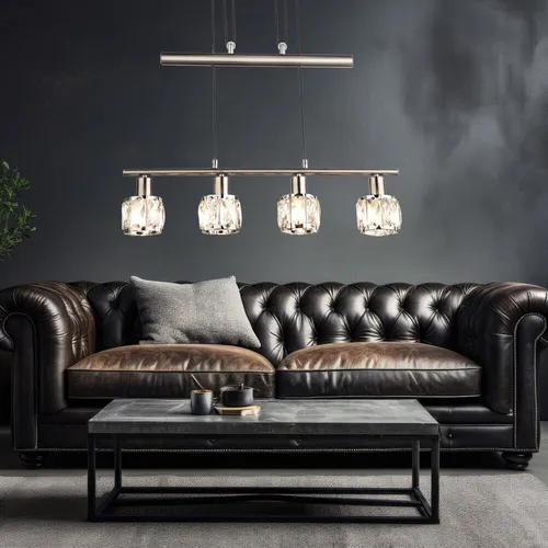 Hängeleuchte höhenverstellbar mit Glaskristallen von Globo