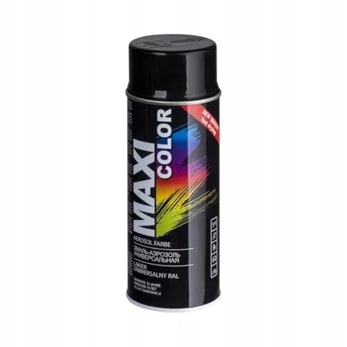 Maxi Color NEW QUALITY Sprühlack Lackspray Glanz 400ml Universelle spray Nitro-zellulose Farbe Sprühlack schnell trocknender Sprühfarbe (RAL 9005 Tiefschwarz glänzend)