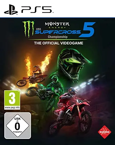Sony PS5 Monster Energy Supercross 5 - Offizielles Rennspiel - PC- & Videospiele: Erlebe packende Action und rasante Rennen mit Monster Energy Supercross 5 auf der PlayStation 5 – jetzt neu und in bester Grafik!