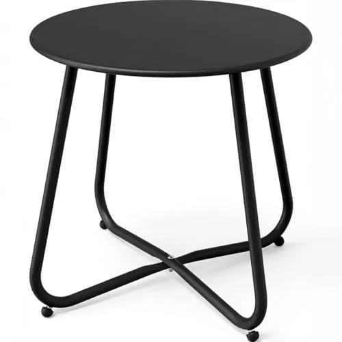 greemotion Beistelltisch Rund Schwarz, Ø 45 cm – Moderner Gartentisch aus legiertem Stahl