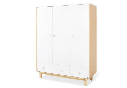 PINOLINO Kleiderschrank Round groß - Geräumiger Kleiderschrank mit 5 höhenverstellbaren Einlegeböden und Soft-Close Beschlägen, ideal für moderne Kinderzimmer. Maße: B 145 x T 54 x H 183 cm.