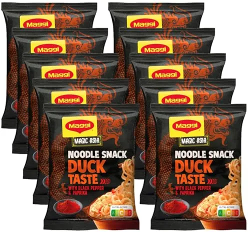 Maggi Magic Asia Instant Nudel Snack Ente, asiatisches Fertiggericht, 12er Pack (12 x 62g)