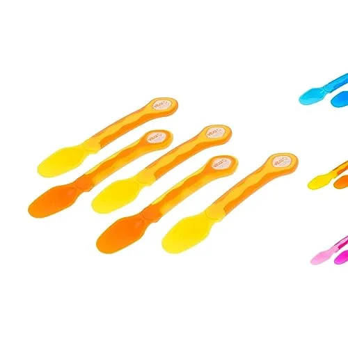 Vital Baby Babys erster Löffel/weiche Babylöffel/Beikostlöffel mit ergonomischen Flexisafe Griffen für Babys und Kleinkinder 5 Stück/ab 4-6 Monaten
