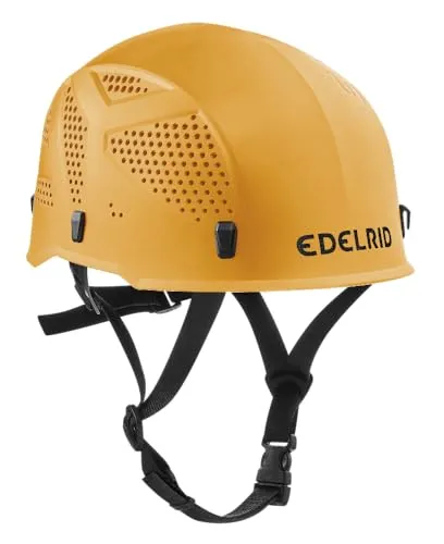 EDELRID Ultralight III Kletterhelm, orange, one Size - Kletterhelme mit extrem robuster, stoßfester Schale und optimalem Tragekomfort dank verstellbarem, waschbarem Kinnband. Ideal für sicheres Klettern!