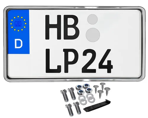 L & P Car Design Kennzeichenhalter für Motorrad 255x130 mm Chrom Optik Kennzeichenhalterung, (1 Stück)