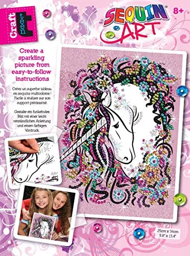 Mammut Spiel & Geschenk 5528915 8311720 - Sequin Art Teen Craft, Paillettenbild Einhorn, Bastelset mit Styropor-Rahmen, Bildvorlage, Pailletten, Steckstiften, Anleitung, für Kinder ab 8 Jahre