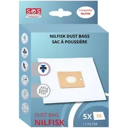 Ersatzteil - Pack mit 5 Beuteln und 1 Vorfilter coupe/compact/go/force - Nilfisk fakir
