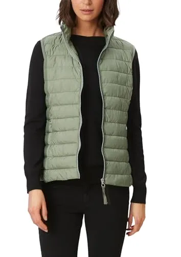 s.Oliver Leichte Weste mit Steppung und Stehkragen in Khaki, Größe 42 - Damen-Westen mit Stehkragen und funktionaler Steppung, leicht gefüttert und ideal für kühle Tage. Praktische Taschen bieten sichere Aufbewahrung, perfekt für vielseitige Layering-Looks.