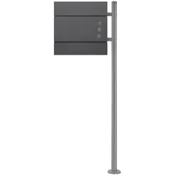 ECD Germany Edelstahl Standbriefkasten mit Pfosten 120 cm - Moderner Briefkasten aus pulverbeschichtetem Stahl, wetterfest und pflegeleicht. Inklusive Zeitungsfach und sicherem Zylinderschloss für optimalen Schutz Ihrer Post.
