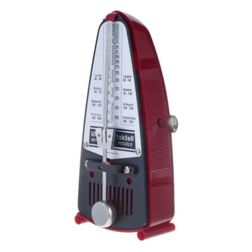 Wittner Metronome Piccolo 834 Ruby - Instrumentenzubehör: Mechanisches Metronom in elegantem Rubinrot, ideal für präzises Üben, kompakt und tragbar mit den Maßen 70x45x150mm.