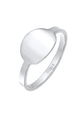 Elli Siegelring Basic Trend Oval 925 Silber - Eleganter Siegelring aus 925 Sterling Silber, 52 mm, mit einer Breite von 2 mm – ideal für einen stilvollen Look.