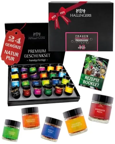Hallingers Gewürz Geschenkset handgemacht, 24 Gewürze aus aller Welt - Made in Germany