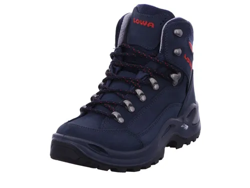 Lowa Renegade Mid GTX Damen Wanderschuhe - Navyblau/Terra, Größe 39 (7,5) - Wanderschuhe mit wasserdichtem GORE-TEX Futter und stabiler Nubuklederkonstruktion, ideal für vielseitige Outdoor-Aktivitäten und Wanderungen auf befestigten Wegen.