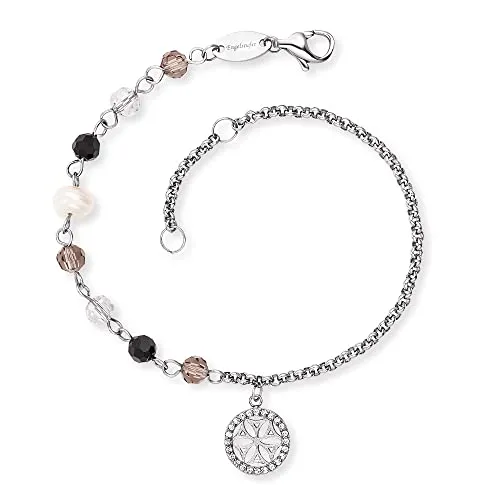Engelsrufer Damen Armband mit Lebensblume und Zirkonia - Elegantes Armband aus Edelstahl mit Lebensblume-Anhänger und 24 weißen Zirkonia, in zwei Längen verstellbar – perfekt für Allergiker und stilbewusste Damen.