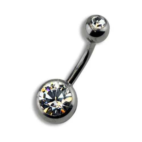 ZEEme Bauchnabelpiercing Titan mit Kristall weiß 10 mm von Zeeme Body Jewelry