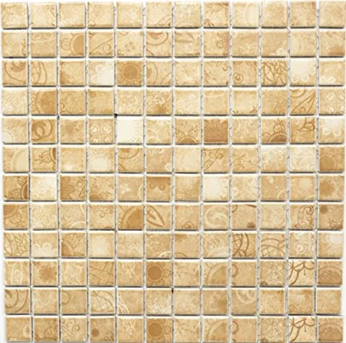 Retro Vintage Mosaik Fliese Keramik beige Laceo beige WB18D-1412 für BODEN WAND BAD WC DUSCHE KÜCHE FLIESENSPIEGEL THEKENVERKLEIDUNG BADEWANNENVERKLEIDUNG