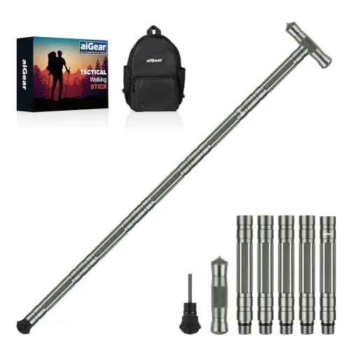 aiGear Wanderstöcke 5 Rohres Grau Aluminium mit rutschfestem Griff