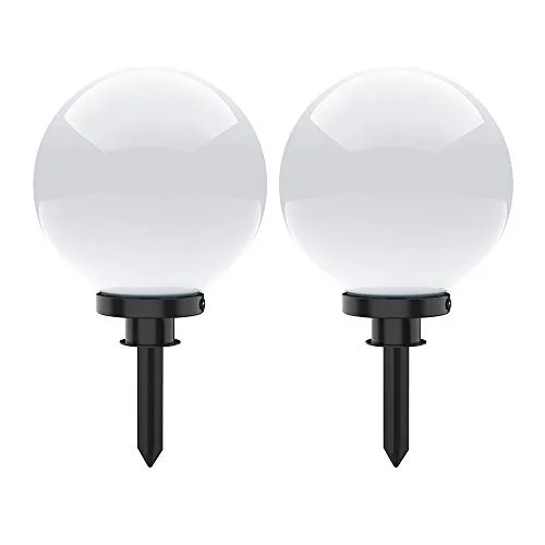 Kugelleuchte aussen 2er Set, Ø20cm, weiß | Spritzwassergeschützte Gartenlampe mit E27-Fassung - Lampen für den Außenbereich, witterungs- und wasserfest. Perfekt als Wegleuchte oder für die Teich-Beleuchtung, einfach zu installieren und individuell beleuchtbar.