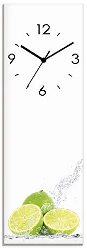 ARTLAND Lautlose Wanduhr aus Glas 20x60 cm in gelb von ARTland