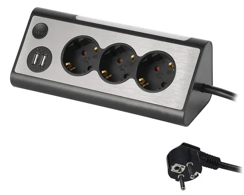 3-fach Eck Steckdosenleiste mit USB-Anschluss