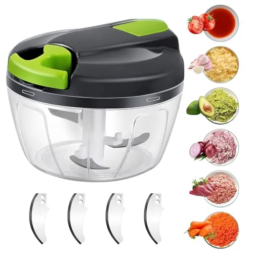 Zwiebelschneider 520 ml, 3 Edelstahlklingen, Mixer, Scheibe, Kunststoff, Zwiebelschneider, Vorbereitung von Lebensmitteln