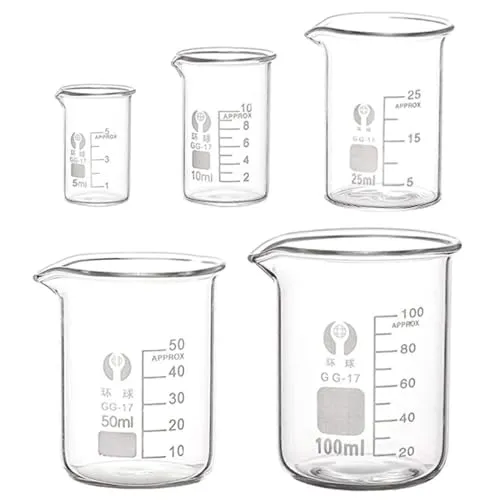 EsportsMJJ 5X Abgestufter Glasbecher 5Ml 10 Ml 25Ml 50Ml 100Ml Set Mess Laborgläser