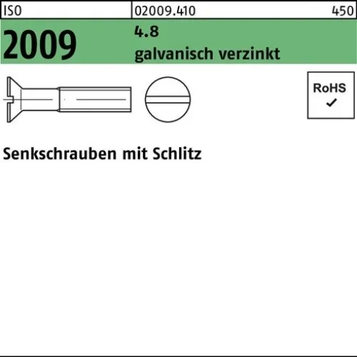 200er PACK(Stk)  002009041009030016 Senkschraube ISO 2009 m.Schlitz M 3 x 16 4,8