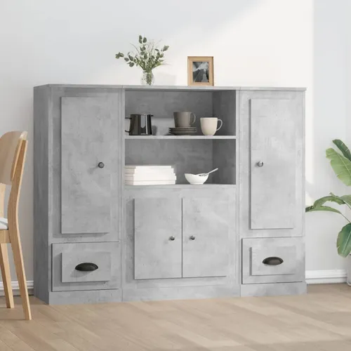 vidaXL Highboard 3 STK. - Modernes Sideboard mit viel Stauraum - Kommoden & Sideboards - Stilvolles Highboard aus langlebigem Holzwerkstoff mit elegantem Design und großzügigem Stauraum für eine aufgeräumte Wohnatmosphäre.
