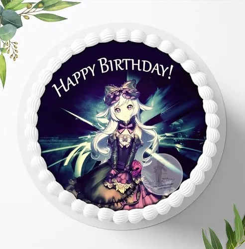 Für die Geburtstags Torte, Zuckerbild kompatibel mit: Manga Anime, Essbares Foto für Torten, Fondant, Tortenaufleger Ø 20cm, 0315c