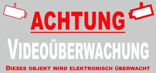 Hermann Schütz Aufkleber Achtung Videoüberwachung transparent 90x40mm Aufkleber