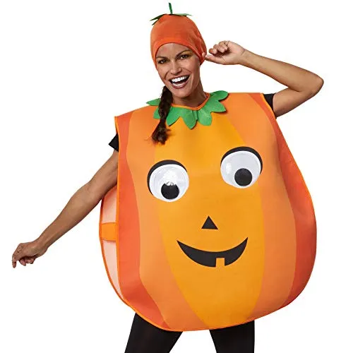 tectake® Unisexkostüm Cartoon Kürbis - Kostüme für alle Anlässe, Ideal für Halloween mit lustigem Design und bequemer Einheitsgröße für Jung und Alt.
