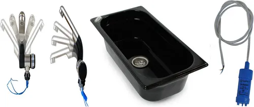 Spülbecken 325x176x100 + Wasserhahn Tauchpumpe Camping Spüle Waschbecken T4/5/6