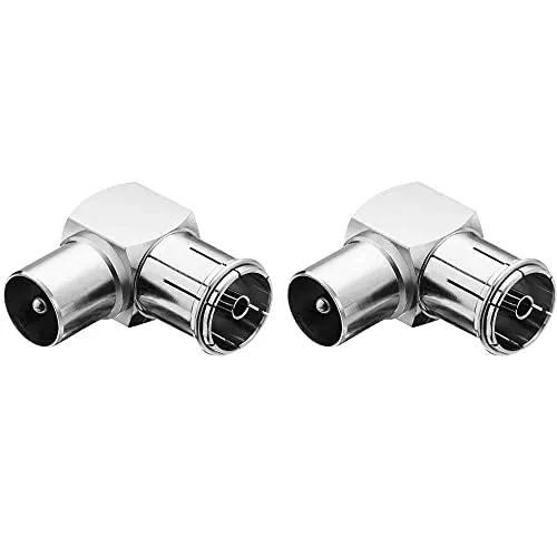 conecto Antennen-Adapter, 90° Winkel-Adapter, IEC-Stecker auf IEC-Buchse, Adapter zum Verbinden von IEC-Anschlüssen, 2er Set