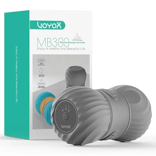 VOYOR-HEALTH Elektrisch Peanut Massageball, Faszienrolle Wirbelsäule mit Vibration, Wiederaufladbare Tiefengewebe-Triggerpunkt Selbstmassage-Ball für Faszientraining Muskelentspannung, MB300 (Grau)